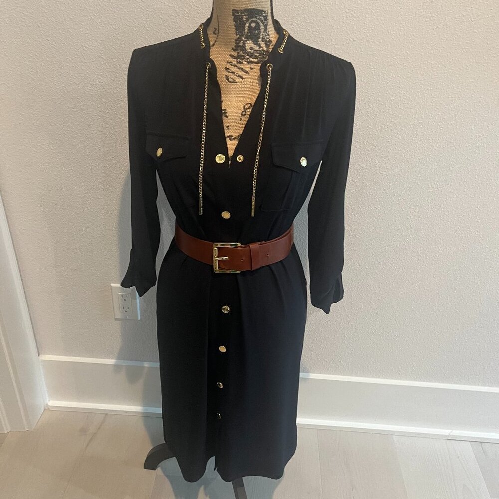 Michael Kors Shirt Dress | Gold Details and Belt